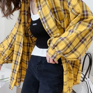 Y2K Plaid Shirt: Korean Oversize Harajuku Top for Chic Summer Outfits