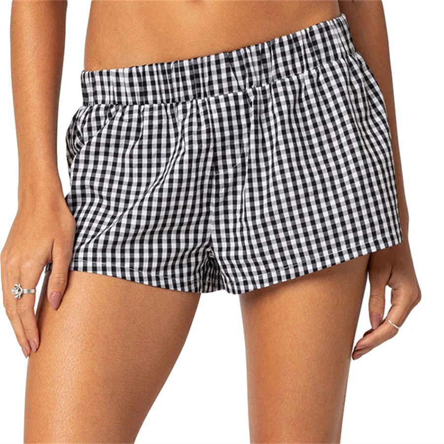 Y2K Plaid Shorts: Women's Casual Aesthetic Streetwear