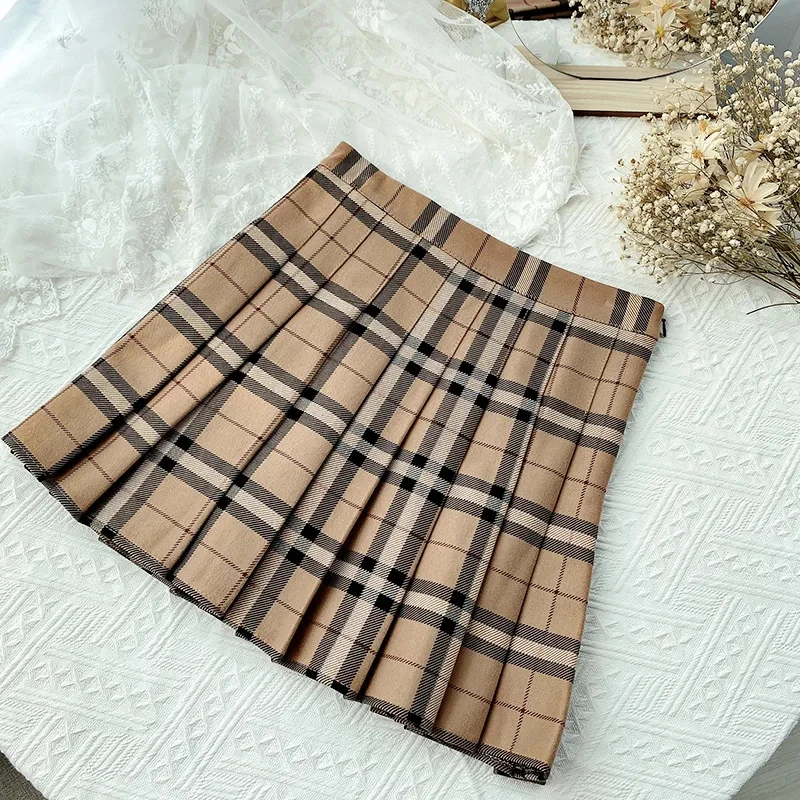 Y2K Plaid Stripes Mini Skirt - Korean High Waist All-Match Sweet Girl Style