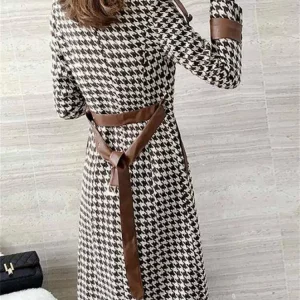 Y2K Plaid Woolen Houndstooth Overcoat