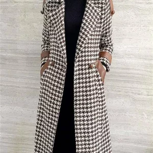 Y2K Plaid Woolen Houndstooth Overcoat