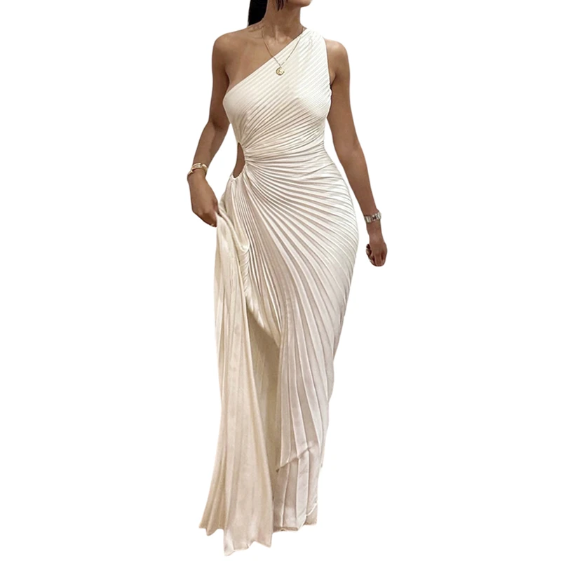 Y2K Pleated One-Shoulder Dress: Asymmetrical Ruched Cocktail Outfit