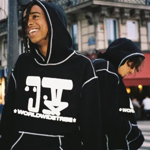 Y2K Printed Panel Hooded Sweatshirt - Street Style Aesthetic Sweatshirt