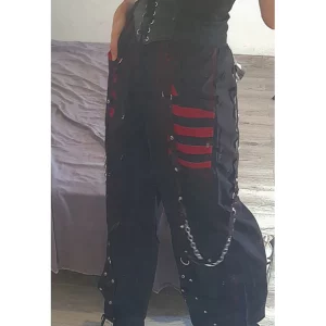 Y2K Punk Grunge Black Wide Leg Pants - Gothic Harajuku Baggy High Waist Trousers