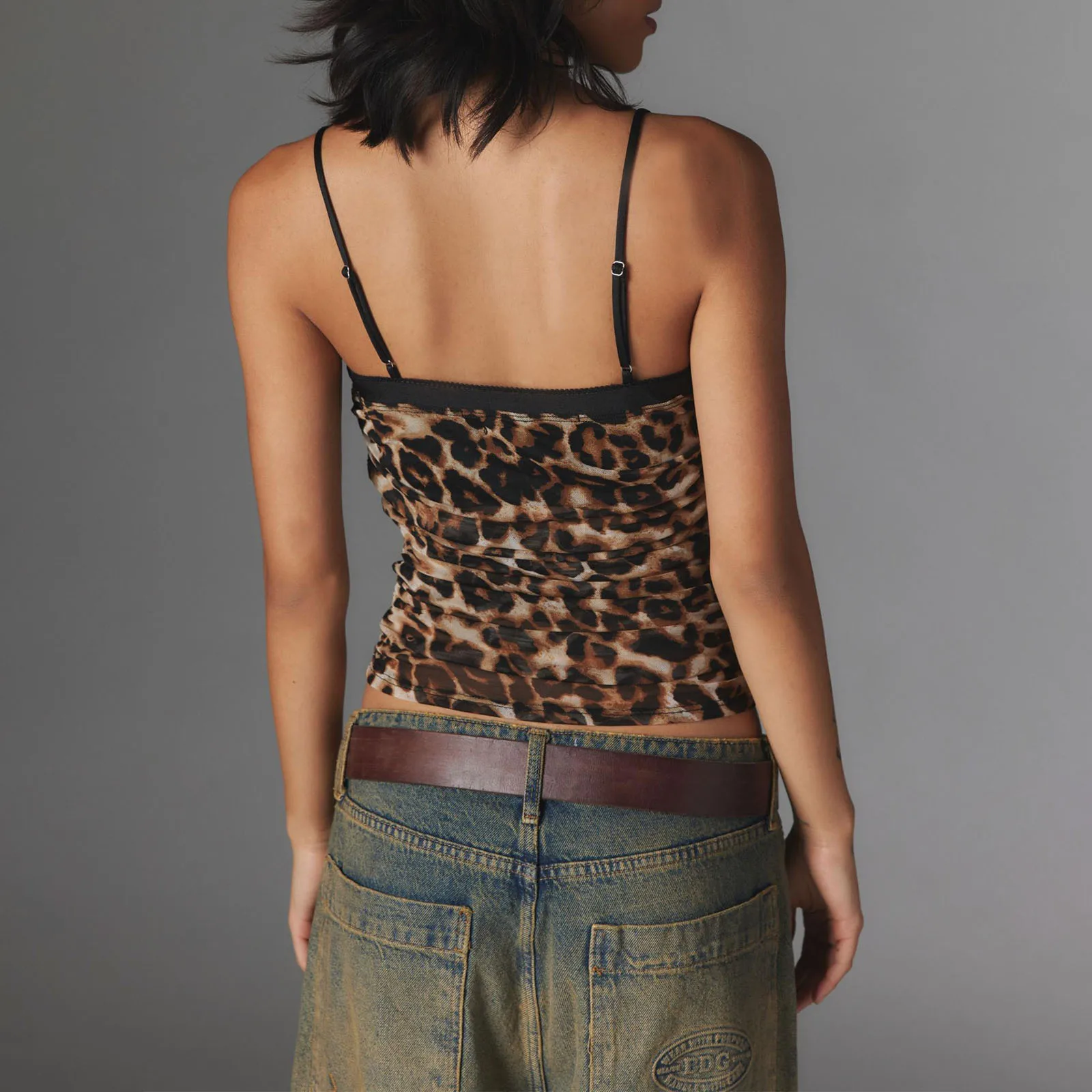 Y2K Punk Retro Leopard Floral Print Camisole Crop Top - Sexy Clubwear