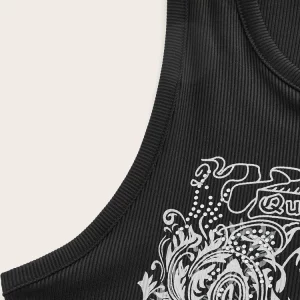 Y2K Punk Sleeveless Vest Top - High Street Rock Fashion