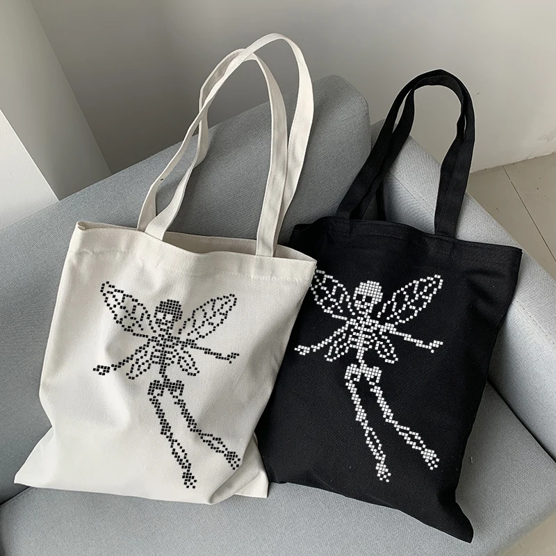 Y2K Punk Vintage Shoulder Bag with Harajuku Butterfly Skull Print