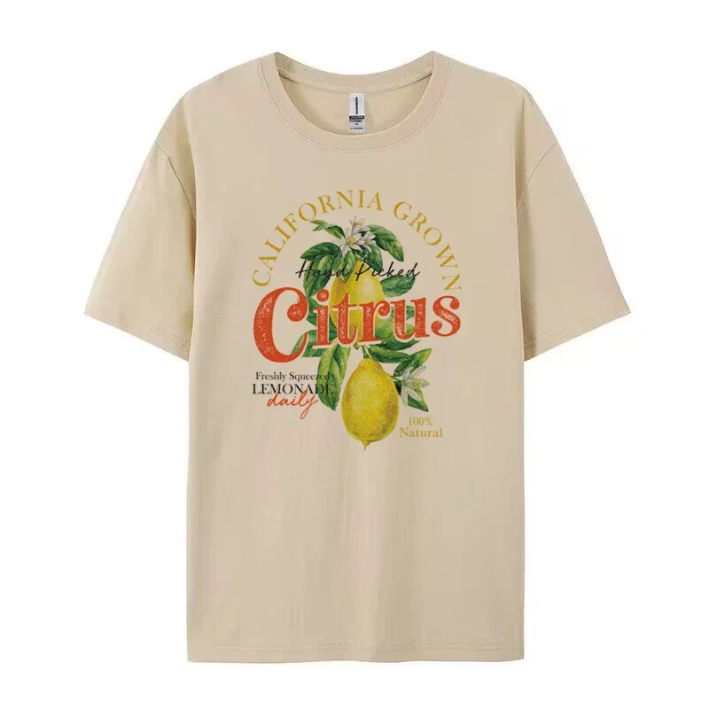 Y2K Retro Aesthetic Citrus T-Shirt - Lemon Fruit Print - Vintage Cottagecore Style