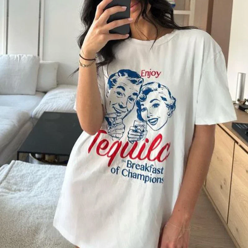 Y2K Retro Aesthetic Grunge T-Shirt - Vintage Graphic Tee for Women