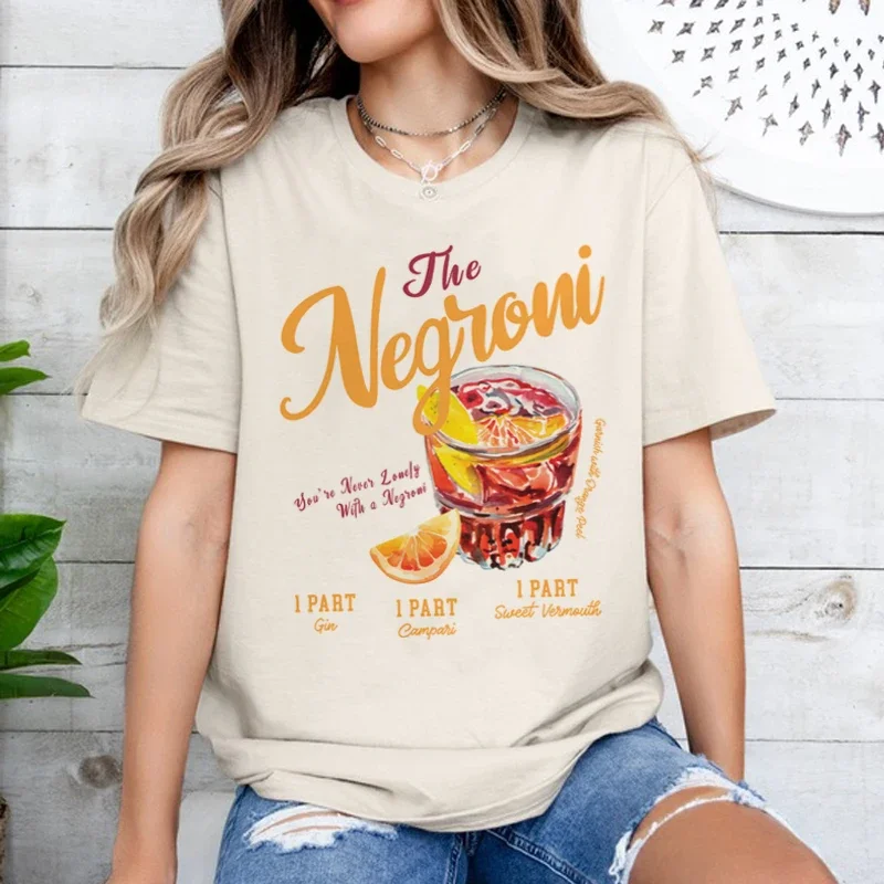 Y2K Retro Aesthetic Negroni Cocktail Lover T-shirt - Vintage Graphic Tee