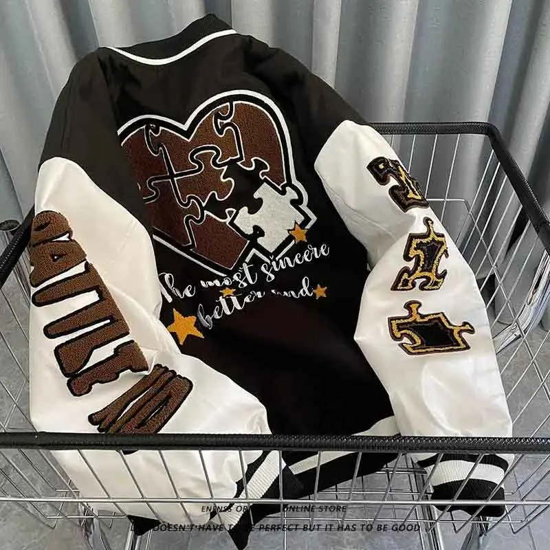 Y2K Retro Baseball Jacket with Embroidery - Harajuku Streetwear