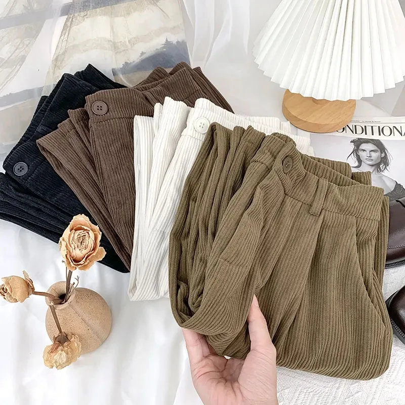 Y2K Retro Corduroy High Waist Wide Leg Pants - Fall Fashion Statement