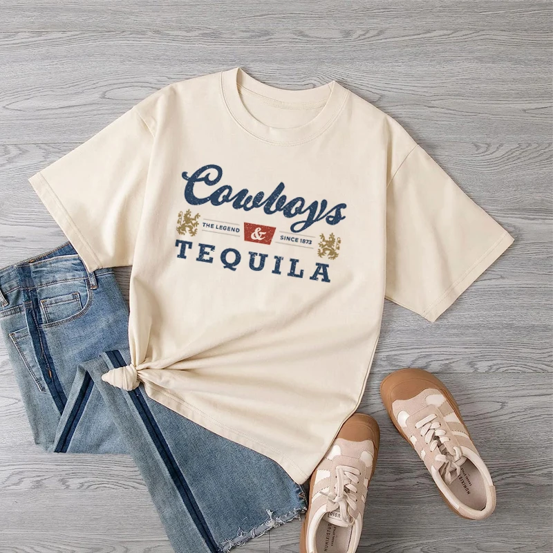 Y2K Retro Fashion Tequila Women Funny Drinking T-Shirt - Vintage Country Music Cowgirl Graphic Tee