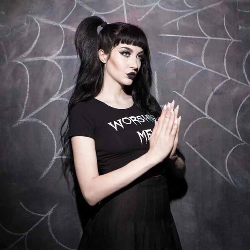 Y2K Retro Gothic Punk Rock Crop Top - Harajuku Street Style