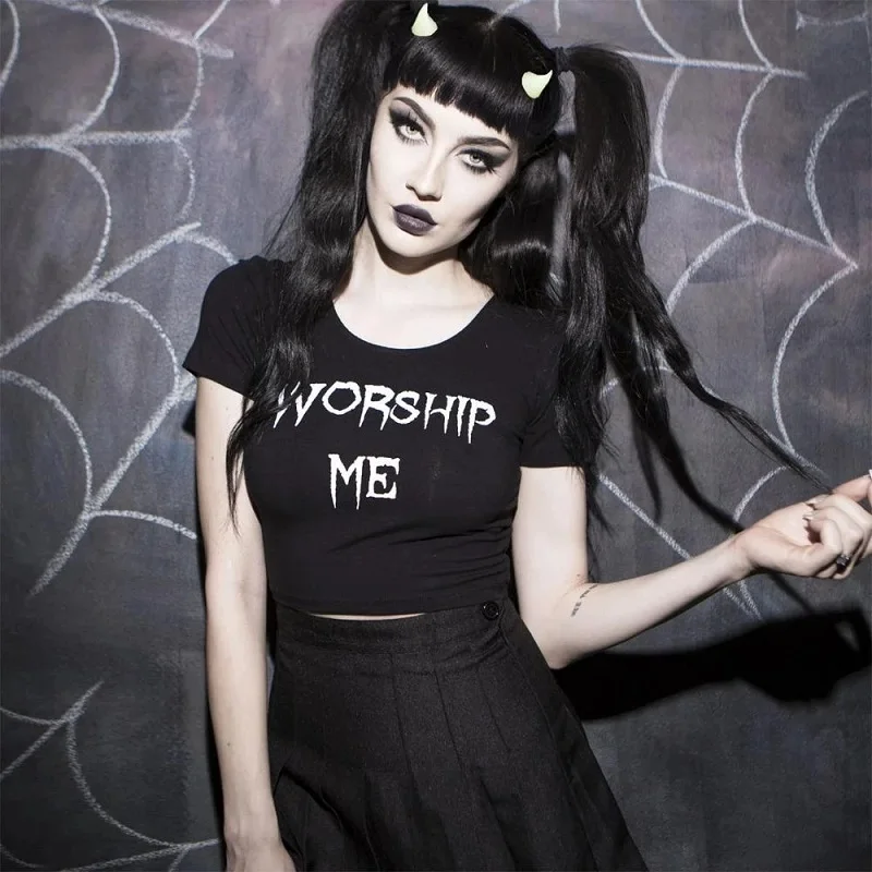 Y2K Retro Gothic Punk Rock Crop Top - Harajuku Street Style