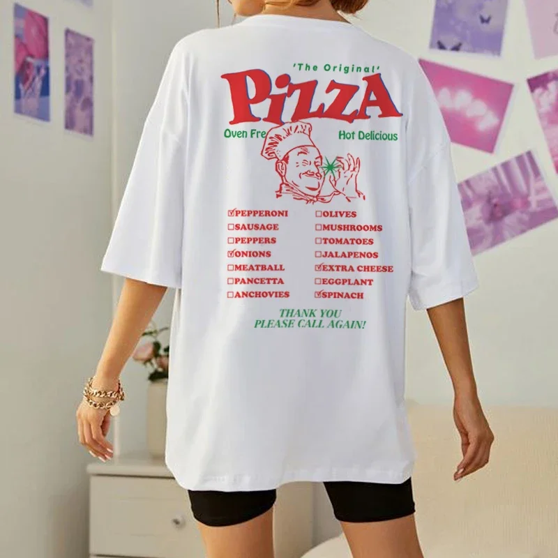 Y2K Retro Grunge Pizza Print T-Shirt - Streetwear Graphic Top