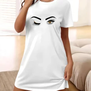 Y2K Retro Heart Graphic Drop Shoulder Tee Dress