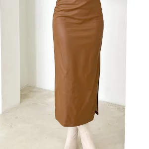 Y2K Retro High Waist Leather PU Skirt - Bandage Hip Style for Women