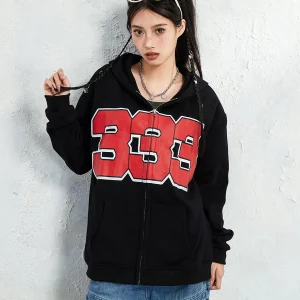 Y2K Retro Hip Hop Zip Up Hoodie - High Street Fashion Sweatshirt