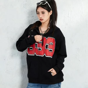 Y2K Retro Hip Hop Zip Up Hoodie - High Street Fashion Sweatshirt