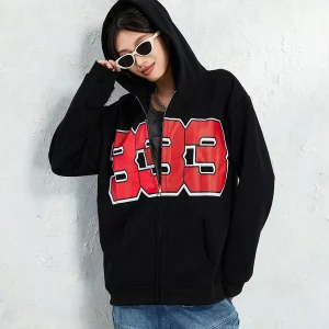 Y2K Retro Hip Hop Zip Up Hoodie - High Street Fashion Sweatshirt