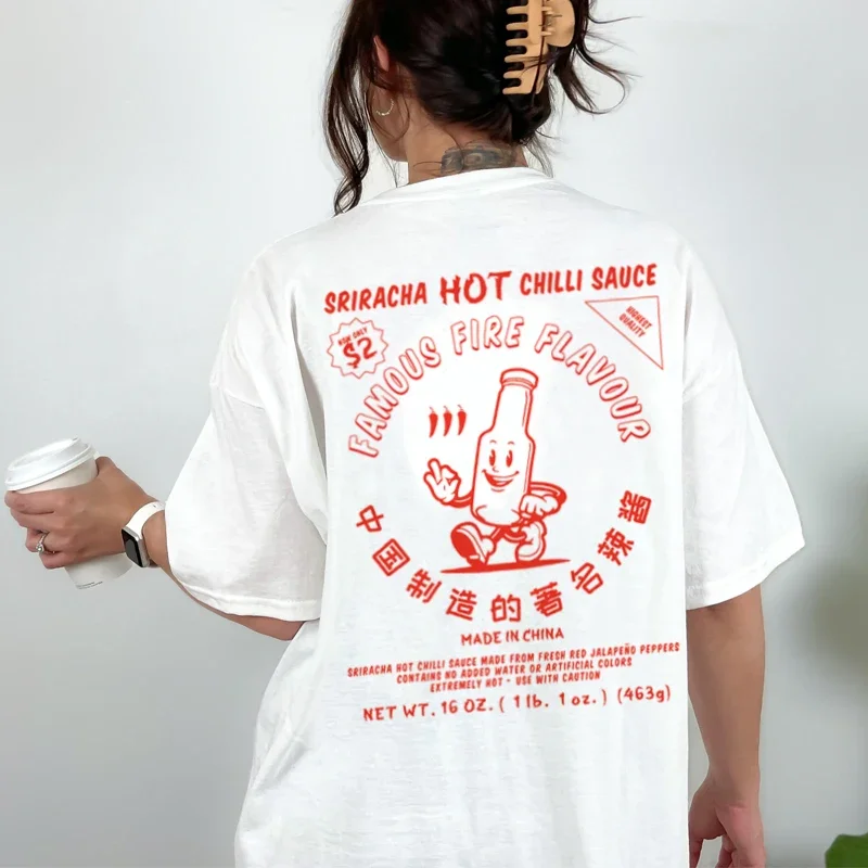 Y2K Retro Hot Chilli Sauce Print T-shirt - Oversized Vintage Streetwear Top