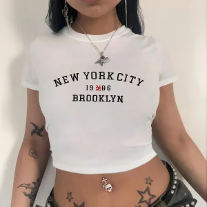 Y2K Retro Letter Graphic Crop Tee