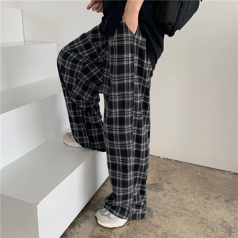 Y2K Retro Plaid Wide Leg Pants - Casual Streetwear for Women