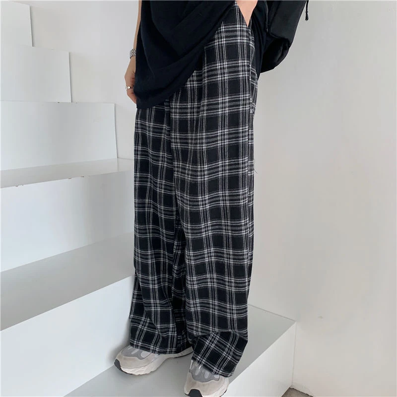 Y2K Retro Plaid Wide Leg Pants - Casual Streetwear for Women