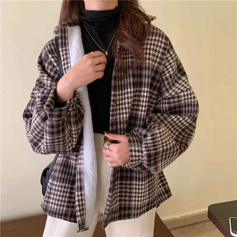 Y2K Retro Plaid Wool Shirts - Thick & Warm Winter Casual Tops