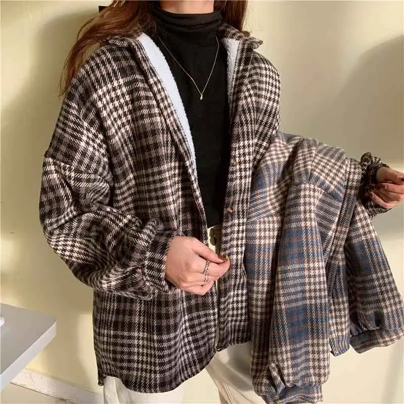 Y2K Retro Plaid Wool Shirts - Thick & Warm Winter Casual Tops