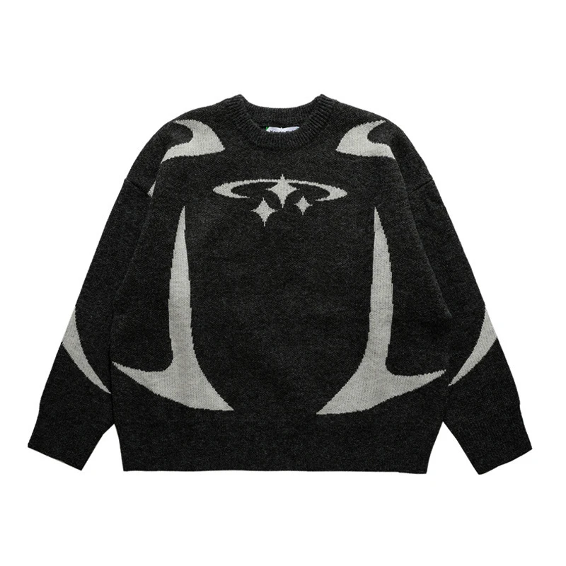 Y2K Retro Star Pattern Sweater - Harajuku Aesthetic Unisex Winter Fashion