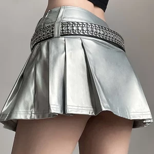 Y2K Retro Street Style Pleated Belt Skirt