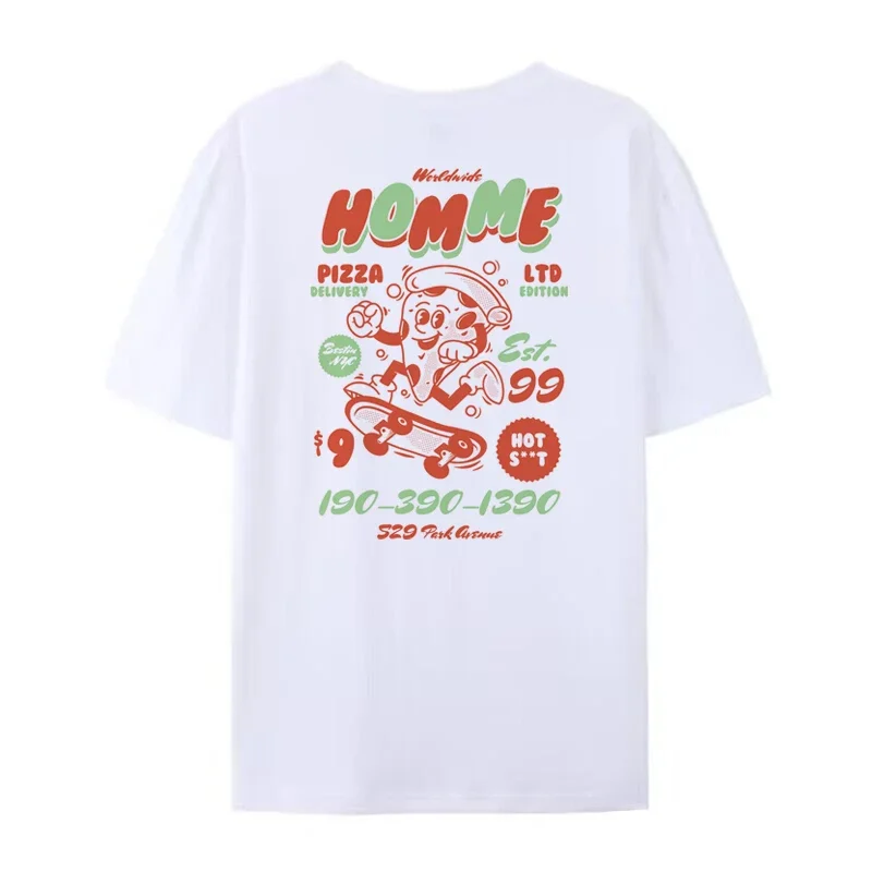 Y2K Retro Streetwear T-Shirt | Oversized Hip Hop Tee | Funny Pizza Print | Unisex Fashion Top