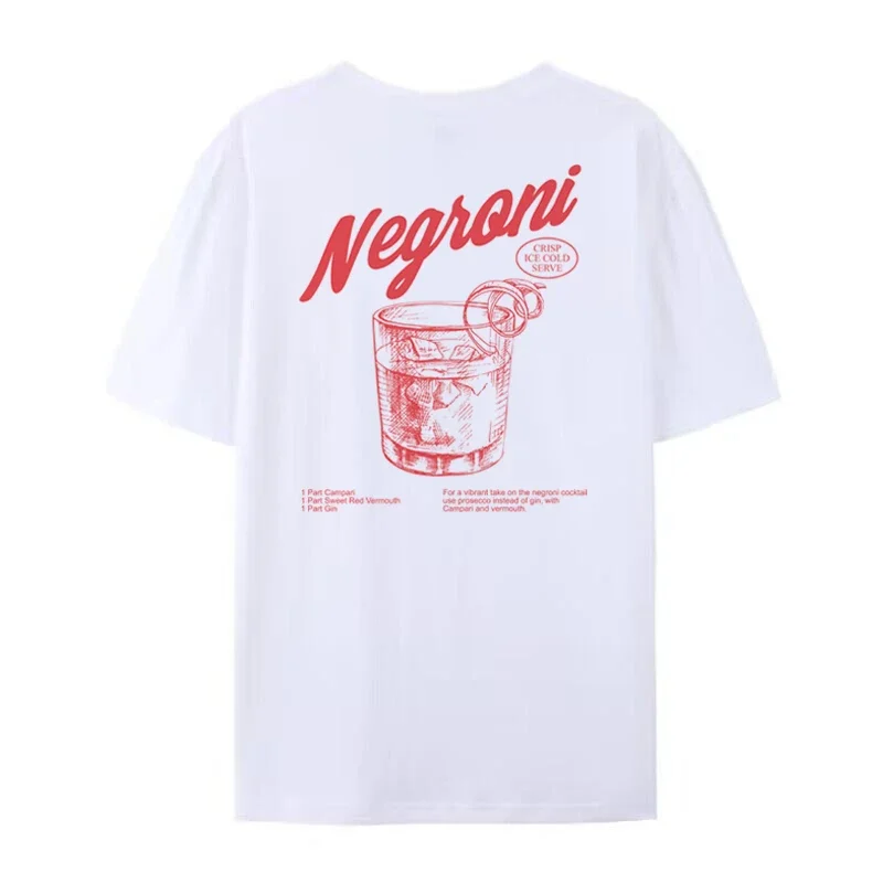 Y2K Retro Style Back Print T-Shirt - Negroni Cocktail Graphic Tee