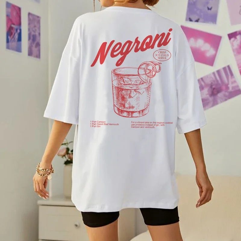 Y2K Retro Style Back Print T-Shirt - Negroni Cocktail Graphic Tee