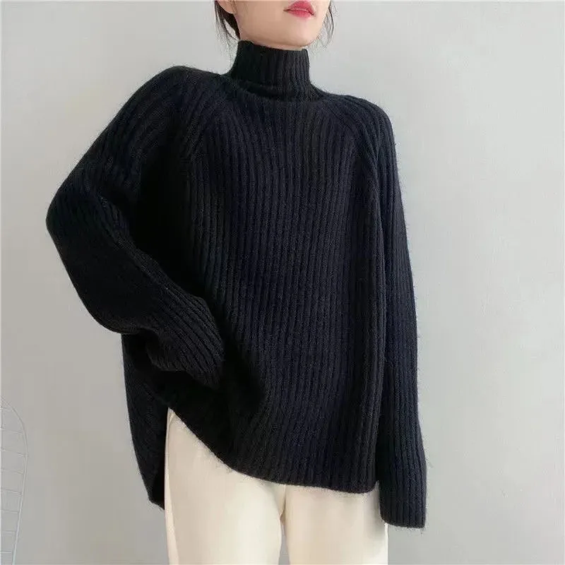 Y2K Retro Turtleneck Knit Sweater - Fall Winter Harajuku Style Jumper