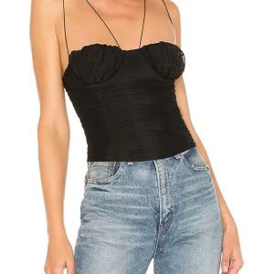 Y2K Ruched Crop Cami Top - Spaghetti Strap V-Neck Summer Shirt