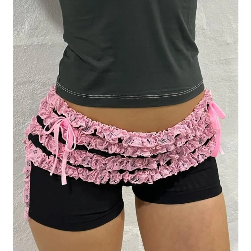 Y2K Ruffle Knickers: Kawaii Pumpkin Fairy Lace Bow Safety Shorts