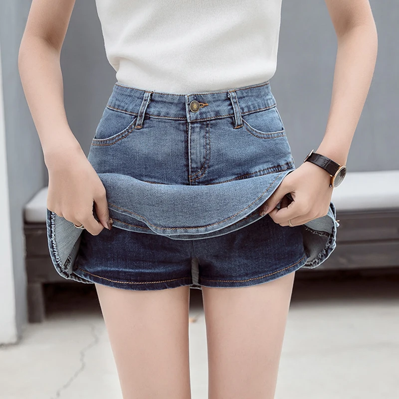 Y2K Ruffled Denim Mini Skirt - High Waist Summer Fashion for Women