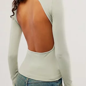 Y2K Sexy Backless Crop Top - Streetwear Spring Turtleneck T-Shirt