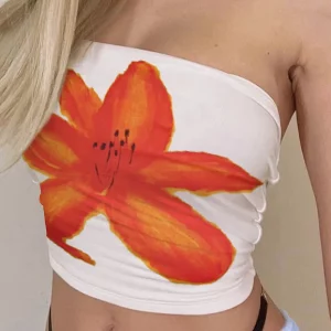 Y2k Sexy Tube Top: Flower Print Strapless Tank - Streetwear