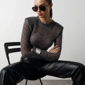 Y2K Sheer Knit Sweater - Sexy Street Style Top for Women