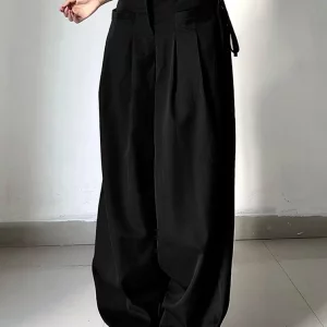 Y2K Shirred Wide Leg Pants - Retro Street Style Loose Sweat Trousers