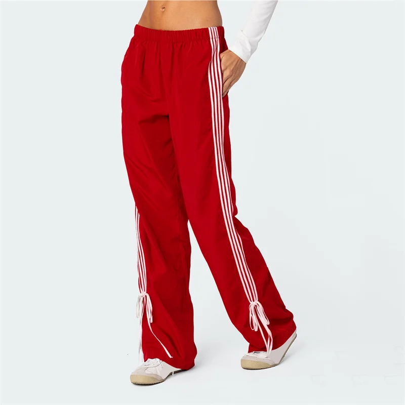 Y2K Side-Striped Bow Sweatpants - Retro 2000s Streetwear