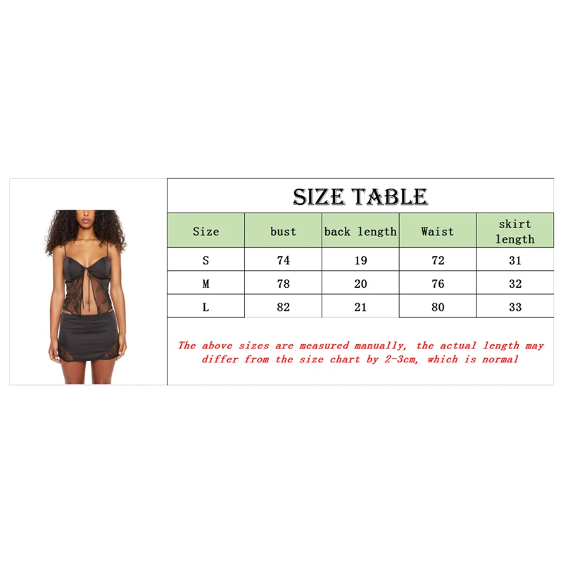 Y2K Skirt Set: Front Split Hem Lace Cami Top & Low Rise Skirt - 2000s Street