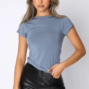 Y2K Slim Fit Crop Top: Solid Color Crew Neck Skinny Blouse