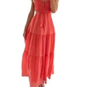 Y2K Smocked Tiered Sundress: Boho Sleeveless Square Neck Dress