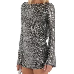 Y2K Sparkle Sequin Mini Dress - Glitter Party Clubwear