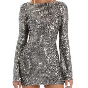 Y2K Sparkle Sequin Mini Dress - Glitter Party Clubwear